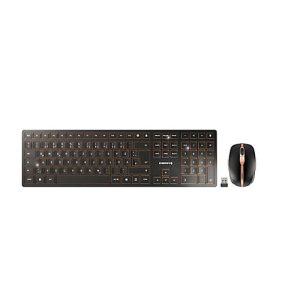 Funktastatur mit Maus Cherry DW 9100 SLIM, QWERTZ, USB/Bluetooth, wiederaufladbar, Maus mit 6 Tasten, bis 2400 dpi, bis 10 m, schwarz-bronze Funktastatur mit Maus Cherry DW 9100 SLIM, QWERTZ, USB/Bluetooth, wiederaufladbar, Maus mit 6 Tasten, bis 2400 dpi, bis 10 m, schwarz-bronze