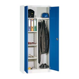 Garderobenschrank, mit Mitteltrennwand, lichtgrau/enzianblau Garderobenschrank, mit Mitteltrennwand, lichtgrau/enzianblau