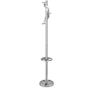 Garderobenständer Kerkmann Adria, 5 Haken, Schirmhalter & Tropfmulde, H 1800 x ø 310 mm, Stahl, alusiber Garderobenständer Kerkmann Adria, 5 Haken, Schirmhalter & Tropfmulde, H 1800 x ø 310 mm, Stahl, alusiber