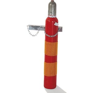 Gasflaschen-Wandhalterung, Stahl, B 385 x T 130 x H 60 mm, 2 Flaschen Ø 140 mm, mit Kettensicherung Gasflaschen-Wandhalterung, Stahl, B 385 x T 130 x H 60 mm, 2 Flaschen Ø 140 mm, mit Kettensicherung