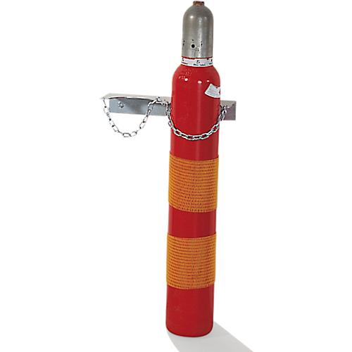 Gasflaschen-Wandhalterung, Stahl, B 385 x T 130 x H 60 mm, 2 Flaschen Ø 140 mm, mit Kettensicherung