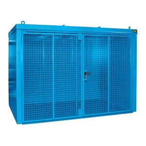 Gasflaschencontainer BAUER GFC-B M4, B 1570 x T 3120 x H 2295, für 60 Gasflaschen, feuerbeständig, abschließbar, blau Gasflaschencontainer BAUER GFC-B M4, B 1570 x T 3120 x H 2295, für 60 Gasflaschen, feuerbeständig, abschließbar, blau