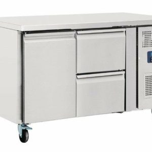 POLAR Kühltisch 1-türig mit 2 Schubladen 282L – GN 1/1 POLAR Kühltisch 1-türig mit 2 Schubladen 282L – GN 1/1