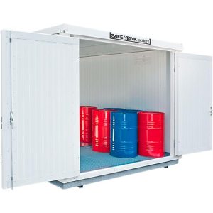 Gefahrstoffcontainer SAFE Tank 1000 KTC, isoliert, RAL 9002 grauweiß, B 3050 x T 2170 Gefahrstoffcontainer SAFE Tank 1000 KTC, isoliert, RAL 9002 grauweiß, B 3050 x T 2170