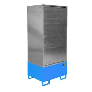 Gefahrstoffschrank BAUER GS-1, Stahlblech, unterfahrbar, für 1 x 200 l Fass, B 840 x T 690 x H 1930 mm, blau Gefahrstoffschrank BAUER GS-1, Stahlblech, unterfahrbar, für 1 x 200 l Fass, B 840 x T 690 x H 1930 mm, blau
