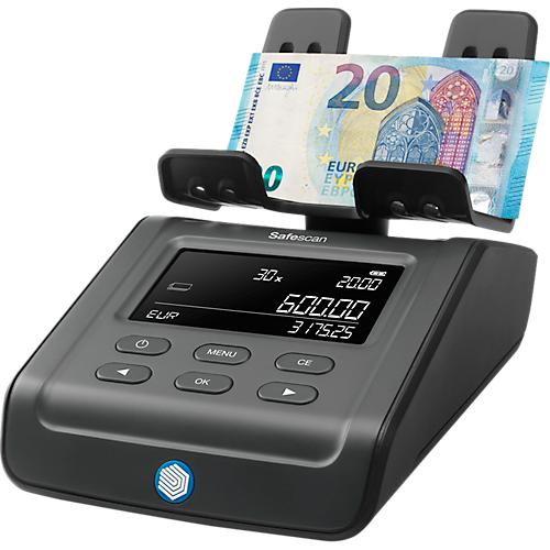 Geldwaage Safescan 6165 G3, für Münzen & Banknoten, 13 vorinstallierte Währungen, Additions- & Druckfunktion