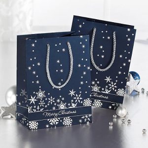 Geschenktaschen Silver Snowflakes, 175 x 230 x 100 mm, 3 Stück Geschenktaschen Silver Snowflakes, 175 x 230 x 100 mm, 3 Stück