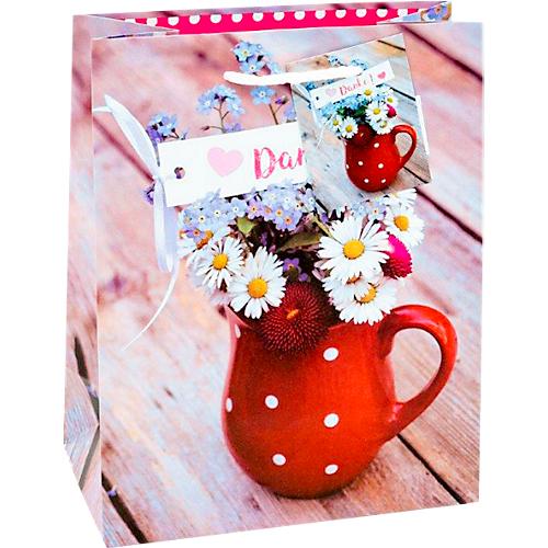 Geschenktüte Fotomotiv Danke, Format A5, mit Tragekordel & Beschriftungsschild, B 180 x T 100 x H 230 mm, PP-Folie, rot, 30 Stück