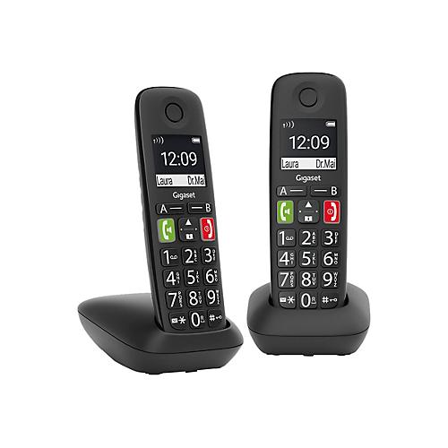 Gigaset E290 Duo - Schnurlostelefon mit Rufnummernanzeige - ECO DECTGAP - Schwarz + zusätzliches Handset