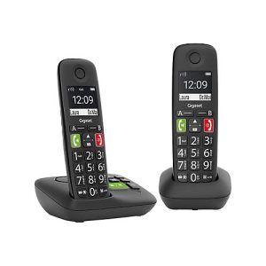 Gigaset E290A Duo – Schnurlostelefon – Anrufbeantworter mit Rufnummernanzeige – ECO DECTGAP – Schwarz + zusätzliches Handset