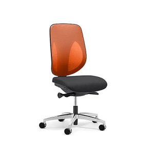 Giroflex Bürostuhl 353, ohne Armlehnen, Auto-Synchronmechanik, Muldensitz, 3D-Netz-Rückenlehne, orange/schwarz/alusilber Giroflex Bürostuhl 353, ohne Armlehnen, Auto-Synchronmechanik, Muldensitz, 3D-Netz-Rückenlehne, orange/schwarz/alusilber