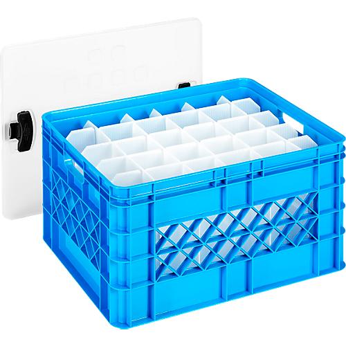 Gläserkiste Sunware Square, inkl. Deckel und Einsatz, blau, 52 l, für 30 Gläser