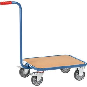 Griffroller, mit Holzplattform, L 600 x B 500 mm, bis 250 kg, Stahlrohr, blau Griffroller, mit Holzplattform, L 600 x B 500 mm, bis 250 kg, Stahlrohr, blau
