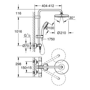 Grohe Duschsystem COSMOPOLITAN SYSTEM 210 TEMPESTA mit Thermostatbatterie für die Wandmontage chrom Grohe Duschsystem COSMOPOLITAN SYSTEM 210 TEMPESTA mit Thermostatbatterie für die Wandmontage chrom