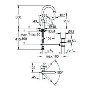Grohe Einhand-Waschtischbatterie COSMOPOLITAN EUROSTYLE DN 15, L-Size, Bogenauslauf chrom Grohe Einhand-Waschtischbatterie COSMOPOLITAN EUROSTYLE DN 15, L-Size, Bogenauslauf chrom