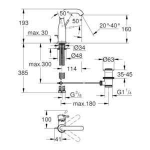 Grohe Einhand-Waschtischbatterie ESSENCE DN 15, M-Size, Zugstangen-Ablaufgarnitur 1 1/4″ chrom Grohe Einhand-Waschtischbatterie ESSENCE DN 15, M-Size, Zugstangen-Ablaufgarnitur 1 1/4″ chrom