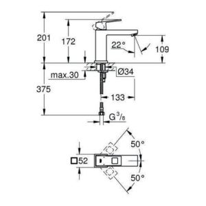 Grohe Einhand-Waschtischbatterie EUROCUBE DN 15, mittelhohe Ausführung glatter Körper chrom Grohe Einhand-Waschtischbatterie EUROCUBE DN 15, mittelhohe Ausführung glatter Körper chrom