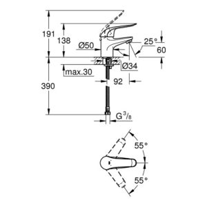 Grohe Einhand-Waschtischbatterie EUROECO SPEZIAL DN 15 glatter Körper chrom Grohe Einhand-Waschtischbatterie EUROECO SPEZIAL DN 15 glatter Körper chrom