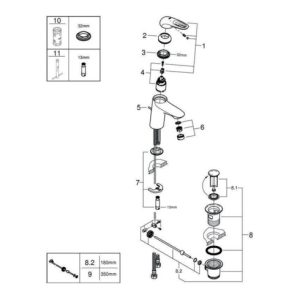 Grohe Einhand-Waschtischbatterie EUROSTYLE DN 15, S-Size, offener Metall-Hebelgriff chrom Grohe Einhand-Waschtischbatterie EUROSTYLE DN 15, S-Size, offener Metall-Hebelgriff chrom