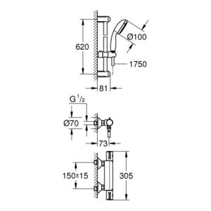 Grohe Thermostat-Brausebatterie GROHTHERM 800 DN 15, mit Brausegarnitur chrom Grohe Thermostat-Brausebatterie GROHTHERM 800 DN 15, mit Brausegarnitur chrom