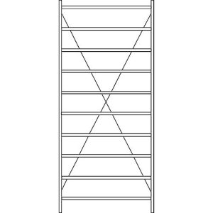 Grundregal R 3000, 10 Böden, B 1345 mm x T 400 mm, Böden lackiert Grundregal R 3000, 10 Böden, B 1345 mm x T 400 mm, Böden lackiert