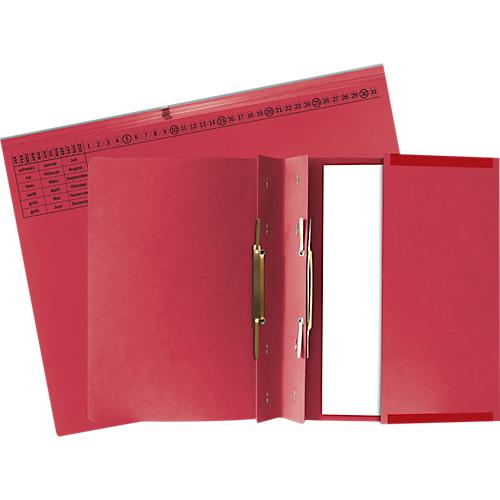 Hängehefter Exacompta, für 2 x Linksheftung, gefalzt, Dehnfalte, Organisationsdruck, Blauer Engel, Recycling-Karton, rot, 25 Stück