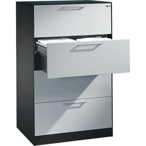 Hängeregistraturschrank ASISTO C 3000, 4 Schubladen, 2-bahnig, B 800 mm, anthrazit/alusilber Hängeregistraturschrank ASISTO C 3000, 4 Schubladen, 2-bahnig, B 800 mm, anthrazit/alusilber
