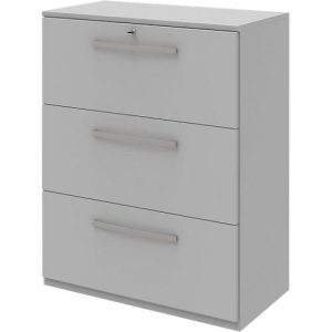 Hängeregistraturschrank BARI, 3 Auszüge, Zentralverriegelung, B 819 x T 430 x H 1117 mm, hellgrau Hängeregistraturschrank BARI, 3 Auszüge, Zentralverriegelung, B 819 x T 430 x H 1117 mm, hellgrau