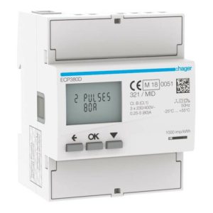 Hager Energiezähler 3phasig direkt 80A, 4M, S0 ECP380D Hager Energiezähler 3phasig direkt 80A, 4M, S0 ECP380D