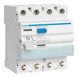 Hager FI-Schutzschalter 4pol. 40A/500mA, 6kA CGA440D Hager FI-Schutzschalter 4pol. 40A/500mA, 6kA CGA440D
