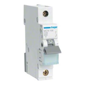 Hager Leitungsschutzschalter 1pol. C-6A, 6kA MCN106 Hager Leitungsschutzschalter 1pol. C-6A, 6kA MCN106