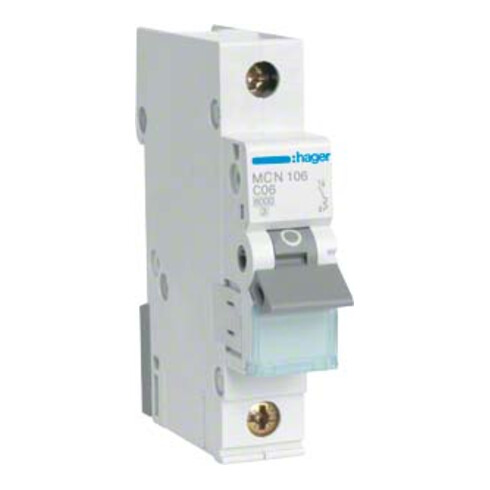 Hager Leitungsschutzschalter 1pol. C-6A, 6kA MCN106