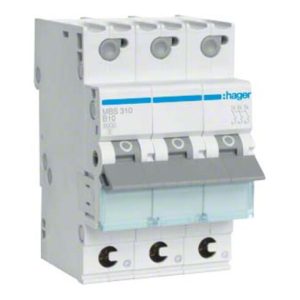 Hager Leitungsschutzschalter 3p. B-10A, 6kA, 3M QC MBS310 Hager Leitungsschutzschalter 3p. B-10A, 6kA, 3M QC MBS310