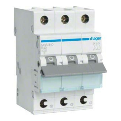 Hager Leitungsschutzschalter 3p. B-40A,6kA,3M QC MBS340