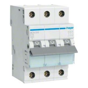 Hager Leitungsschutzschalter 3pol. C-10A, 6kA MCN310 Hager Leitungsschutzschalter 3pol. C-10A, 6kA MCN310