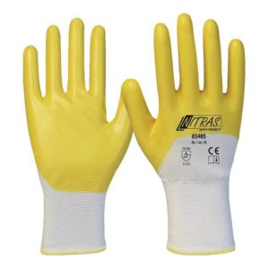 Handschuhe 03405 Gr.11 weiß/gelb PES m.Nitril EN 388 PSA II 12 NITRAS Handschuhe 03405 Gr.11 weiß/gelb PES m.Nitril EN 388 PSA II 12 NITRAS
