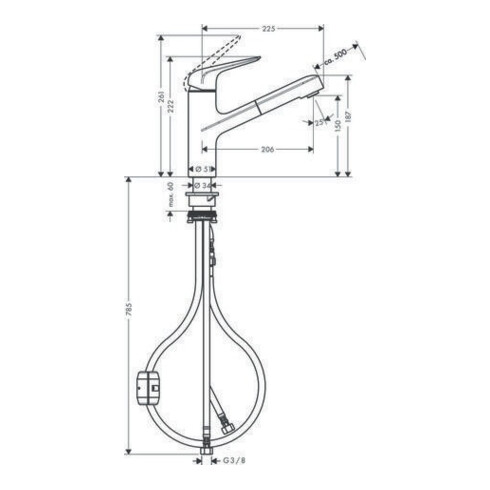 hansgrohe Einhebel-Spültischmischer 150 M42 DN 15, mit Ausziehauslauf chrom