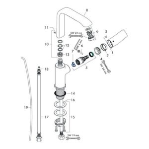 hansgrohe Einhebel-Waschtischmischer 230 METRIS DN 15, mit Schwenkauslauf Zugstangen-Ablaufgarnitur G 1 1/4″ chrom hansgrohe Einhebel-Waschtischmischer 230 METRIS DN 15, mit Schwenkauslauf Zugstangen-Ablaufgarnitur G 1 1/4″ chrom