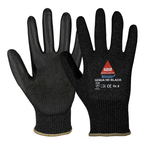 Hase Genua HD Black Schnittschutzhandschuh aus Sinomac® Hybridgarn Größe 12