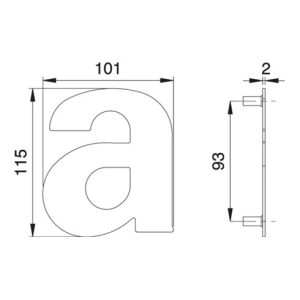 Hausnummer Buchstabe a VA ma 114mm B.101mm EDI Hausnummer Buchstabe a VA ma 114mm B.101mm EDI