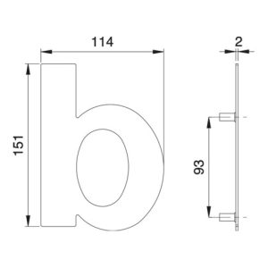 Hausnummer Buchstabe b VA ma 150mm B.114mm EDI Hausnummer Buchstabe b VA ma 150mm B.114mm EDI