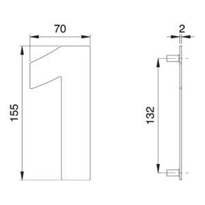 Hausnummer Ziffer 1 VA ma 150mm B.70mm EDI Hausnummer Ziffer 1 VA ma 150mm B.70mm EDI