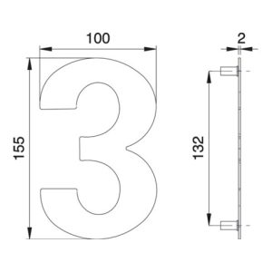 Hausnummer Ziffer 3 VA ma 150mm B.100mm EDI Hausnummer Ziffer 3 VA ma 150mm B.100mm EDI