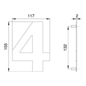 Hausnummer Ziffer 4 VA ma 150mm B.117mm EDI Hausnummer Ziffer 4 VA ma 150mm B.117mm EDI