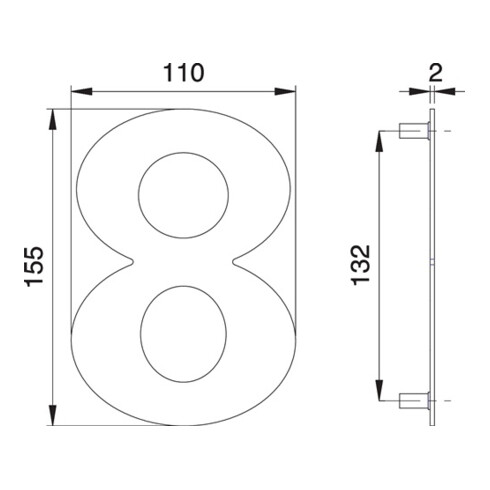 Hausnummer Ziffer 8 VA ma 150mm B.110mm EDI