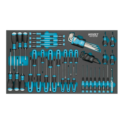 HAZET Schraubendreher-Satz 163-527/56 ∙ Schlitz Profil, Kreuzschlitz Profil PH, Innen TORX® Profil, Innen-Sechskant Profil ∙ Anzahl Werkzeuge: 56