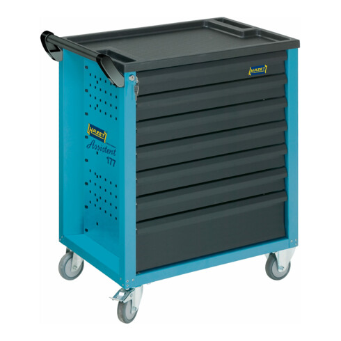 HAZET Werkstattwagen Assistent 177-7, Schubladen flach: 6 x 80 x 527 x 348 mm, Schubladen hoch: 1 x 165 x 527 x 348 mm