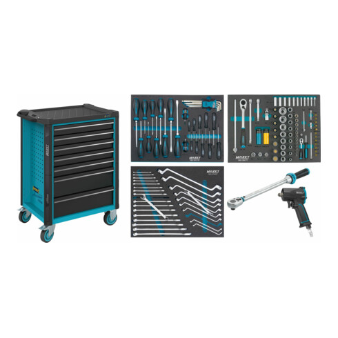 HAZET Werkstattwagen Assistent 179N-7/137 Schubladen flach: 5 x 77 x 522 x 398 mm Schubladen hoch: 2 x 162 x 522 x 398 mm