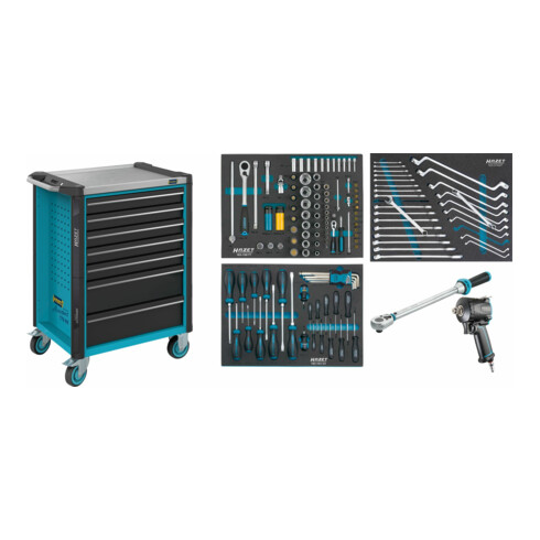 HAZET Werkstattwagen Assistent 179NX-7/137 Schubladen flach: 5 x 77 x 522 x 398 mm Schubladen hoch: 2 x 162 x 522 x 398 mm Anzahl Werkzeuge: 317