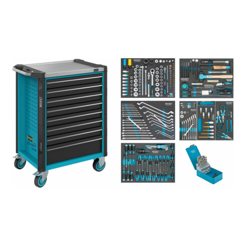 HAZET Werkstattwagen Assistent 179NX-8/252 Schubladen, flach: 8 x 81 x 522 x 398 mm 252-teilig